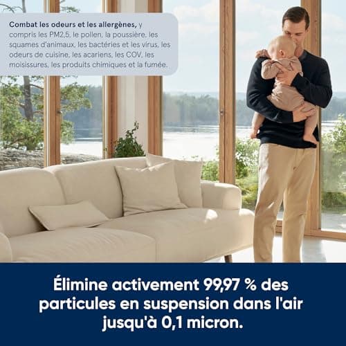 BLUEAIR Purificateur d'air Blueair Blue Pure 3410, purificateur filtre à air auto HEPA SilentTM, système de filtration pour purifier jusqu'à 86 m2, gris