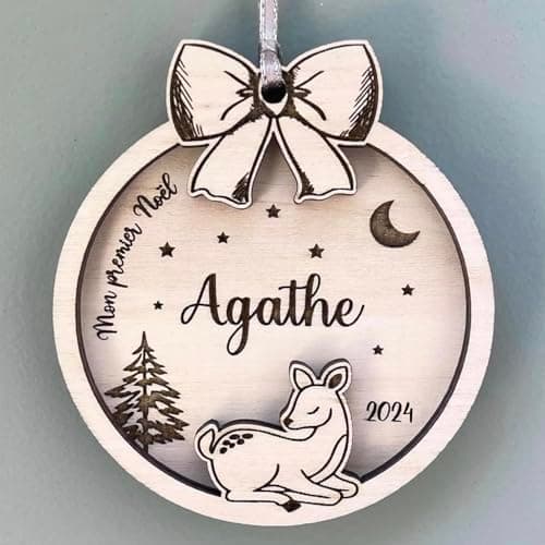 Boule mon premier noël personnalisée en bois, cadeau de noël ou de naissance, souvenir du premier noël de bébé.