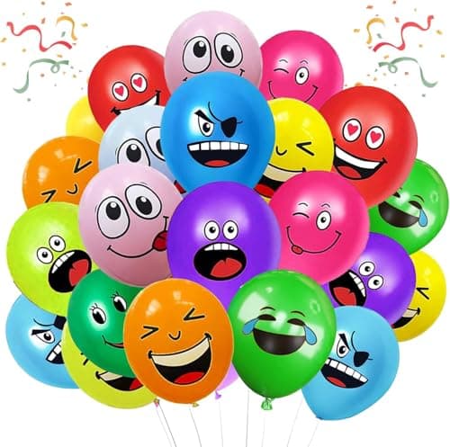 20/50/100/200 Ballons en Latex Série Émotion, 12 Pouces Ballons Smiley de Fête de Couleurs, Emoticones Amusant Ballon Mignon Visage de Souriant, Ballons pour Enfant Fête d'Anniversaire Cérémonie(100)
