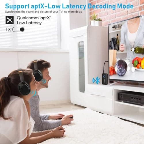 YMOO Transmetteur Recepteur Bluetooth 5.3, Adaptateur Bluetooth Audio 3.5mm Jack HiFi AUX, Aptx Faible Latence, Diffusion Audio pour TV/Smartphone vers Casque Bluetooth/Enceinte/Avion
