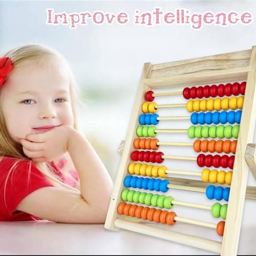 Diompirux Cadre de Comptage avec 100 Baguettes de Comptage, boulier règle à calcul avec 100 Cartes Numériques, Boulier Abaque Enfant Bois, Cadeau Jouet Éducatif pour Les Enfants à Partir de 3 Ans