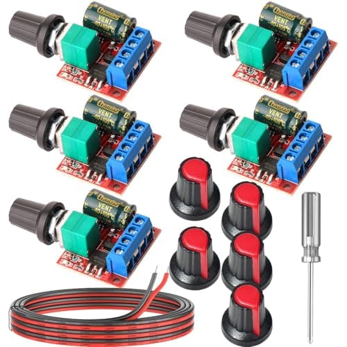 Gebildet 5pcs Mini Moteur Contrôleur de Vitesse,PWM Regulateur de Vitesse,DC 5V-35V 5A Réglable PWM Commutateur,6V 12V 24V Interrupteur Variateur de Vitesse avec Indicateur LED