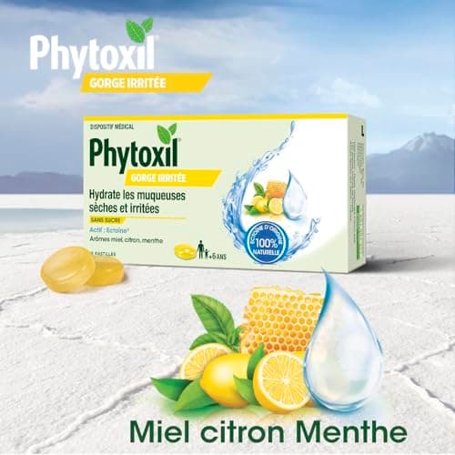 Phytoxil Pastilles Gorges irritées - Miel citron menthe – Dispositif médical- Hydrate les muqueuses sèches et irritées – 16 pastilles - A partir de 6 ans