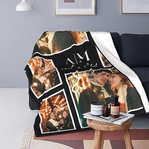 Easycosy Plaid Personnalisé,Couverture Personnalisée,Plaid Personnalisé Photo et Texte,Cadeau Personnalisé pour Femme,Amoureux,Couple,Meilleure Ami,Famille,Copain,Idées de Cadeaux d'anniversaire