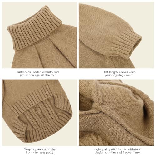 KONVINIT Pull Chien Pull pour Chien Col Roulé Tricot Chien Jumper Hiver Tricot Pullover pour de Petite,Moyenne et Grande Taille