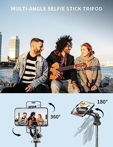 163.5CM Perche à Selfie, Trépied Smartphone, Extensible Selfie Stick Trépied de Téléphone avec Télécommandeet Support pour Téléphone Portable Compatible avec iPhone/Samsung/GoPro/Camera