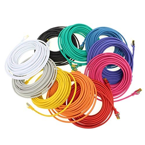 1aTTack.de Câble réseau Cat.7 0,5 m 10 couleurs 10 pièces Câble Ethernet Cat7 Câble réseau LAN Câble brut 10 Gb s SFTP PIMF LSZH set câble patch avec prise Rj 45 Cat.6a