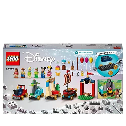 LEGO 43212 Disney Le Train en Fête Disney, Jouet Enfants 4 Ans avec Vaiana, Woody, Peter Pan et Les Wagons de la Fée Clochette Plus Mickey et Minnie Mouse, 100ème Anniversaire Disney