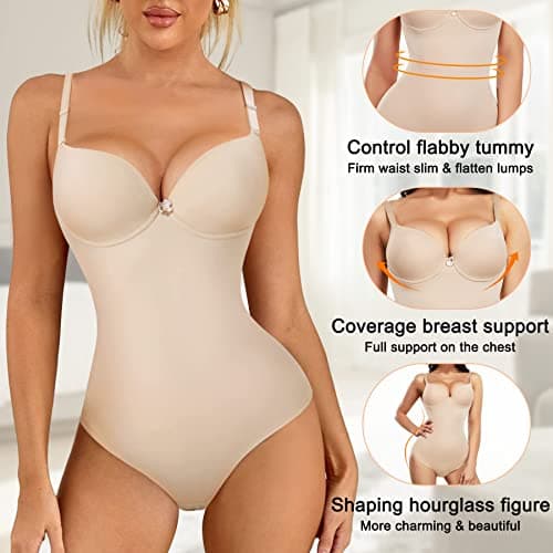 Bingrong Body Gainant Femme Amincissant Ventre Plat Invisible Gaine Body Sculptant Corset Minceur Lingerie Sculptantes Combinaison Body Shaper Shapewear Bodysuit