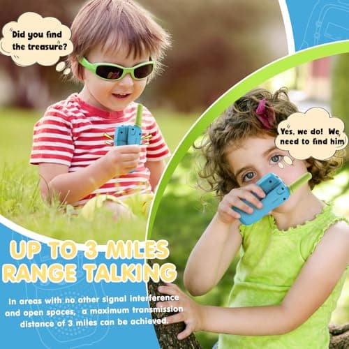 Kearui Jouet Garcon 3-12 Ans, Talkies Walkies Enfants Radio à 2 Voies avec 8 Canaux, Lampe de Poche LCD Rétro-éclairée, Gamme de 3 Miles pour Aventures Extérieures, Camping, Randonnée