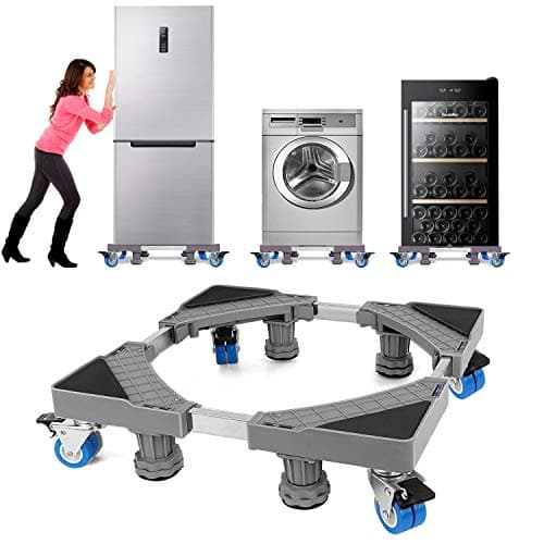 NIUXX Base de Réfrigérateur Machine à Laver Réglable 41.5cm-65cm Socle Linge Base de Sèche-linge avec 4 Roues et 8 Pieds, Réduction du Bruit Antichoc Effet Sèche-Linge