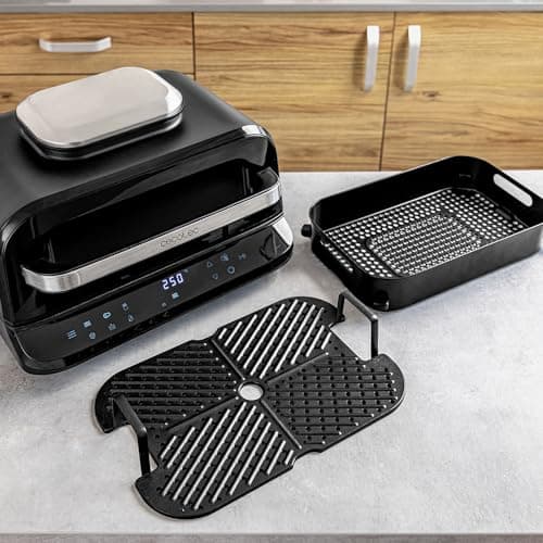 Cecotec Friteuse à Air Grill sans Huile de 6 L Cecofry FireDome 6000. 2400 W, 6 Modes de Cuisson et 4 Niveaux Grill, Thermostat Réglable, Comprend une Sonde de Température et des Accessoires