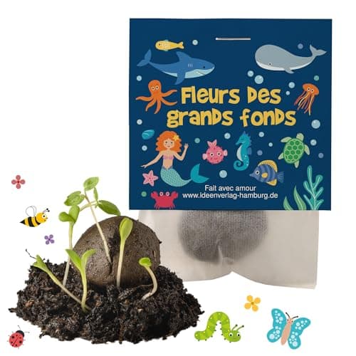 10x "Sirènes" bombes à graines anniversaire d’enfant / "Fleurs des grands fonds" - Sirènes fleurs cadeau Boules avec graines comme cadeau d’anniversaire mer profonde bombes de graines pour enfant