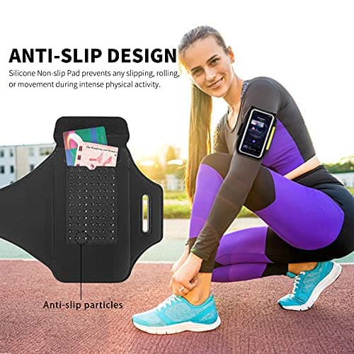 HAISSKY Brassard de Sport avec Poche Écouteur, Brassard Sport pour iPhone 14 13 12 11 Pro Max XR XS X 8 7, Brassard Telephone Smartphone Running Brassard pour Jogging Cyclisme Randonnée (Noir)