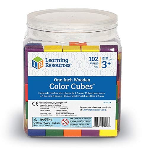 Learning Resources Cubes en bois de couleur de 2,5 cm (jeu de 102)