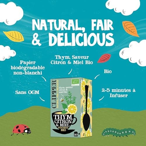 CLIPPER - Infusion Bio - Thym, Citron et Miel - 20 Sachets d'Infusion - 1 Paquet