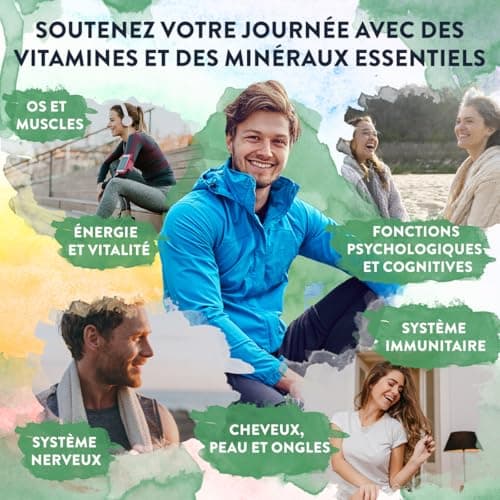 Multivitamines et Minéraux -13 Vitamines Adultes dont Vitamine A B C D E K, Ashwagandha, Rhodiola Rosea, 11minéraux dont Magnesium, Zinc - Complement Alimentaire Multivitamines Homme Femme 120Capsules