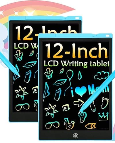 2 Pièces Tablette d'écriture LCD de 12 Pouces Coloré,Effaçable Et réutilisables,pour Filles de2 3 4 5 6 7 Ans Tablette Dessin Enfant,Jouet Educatif de Filles et Garçons, Cadeaux d'anniversaire Noël