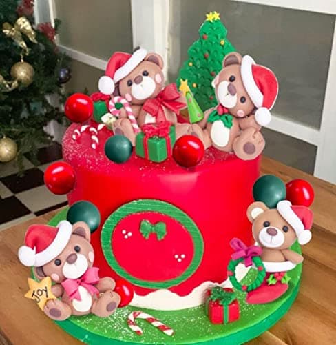 JeVenis Christmas Cake Décoration De Gâteau De Noël Décoration De Gâteau De Ours En Peluche Décoration De Gâteau De Bear Cake Décoration