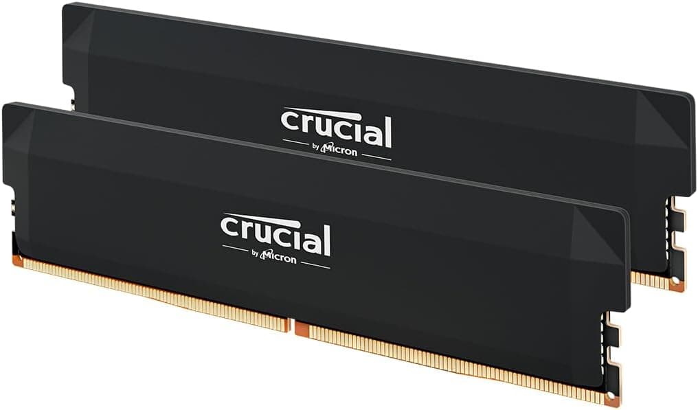 Crucial Pro RAM DDR5 64Go Kit (2x32Go) 6400MHz CL40, Overclocking Gaming, Intel XMP 3.0 / AMD Expo, PC Mémoire, Noir - CP2K32G64C40U5B