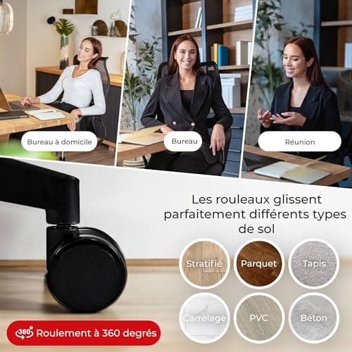 OfficeNest Tout Nouveau modèle Chaise de Bureau Caity Ergonomique,Pivotante,Réglable en Hauteur jusqu'à150 kg,Convient pour Bureau/Bureau à Domicile -Design Moderne et Confort Longue Durée Noir Onyx