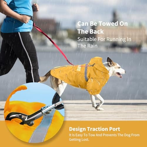 PETCUTE Imperméable pour Chien Manteau Chien Impermeable vec Capuche et Bandes Réfléchissantes pour Petit Moyen Gros Chiens avec Trou de Harnais