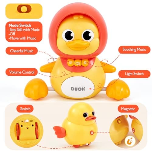 hahaland Jouet Bebe 1 an Canard Qui Marche Bebe, Jouet Bebe 6 Mois Jouets Musicaux avec Musique & Lumière, Jeux Montessori 1 an Jouet Enfant 1 2 Ans Cadeau Enfant 1 2 Ans Garcon Fille