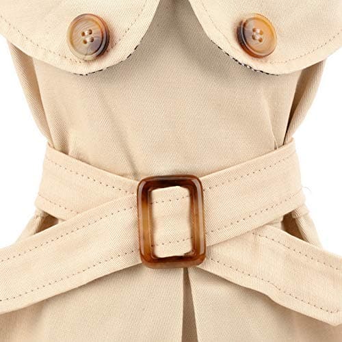 PAIDEFUL Trench pour petits chiens fille garçon coupe-vent mode western veste avec ceinture vêtements d'extérieur automne hiver chien vêtements pour chiot chihuahua yorkie, kaki, taille S