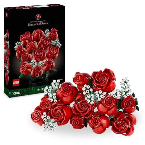 LEGO Icons Botanical Collection Le Bouquet de Roses, Fleurs Artificielles pour Décorer la Chambre, Cadeau d'anniversaire pour Adultes passionnés de Plantes 10328