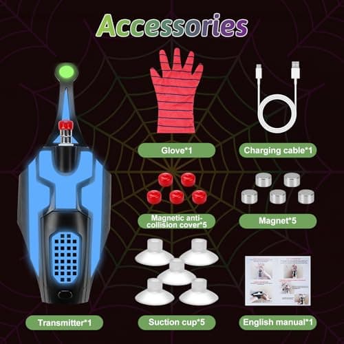 Lanceur de Toile D'araignée de Lanceur de Tireur de Web, Gant de Lanceur, Gadgets Cool, Gant de Cosplay, Spider-Mans Shooter,Jouet de Tir À Cordes, idéal pour Les Hommes et Les Enfants