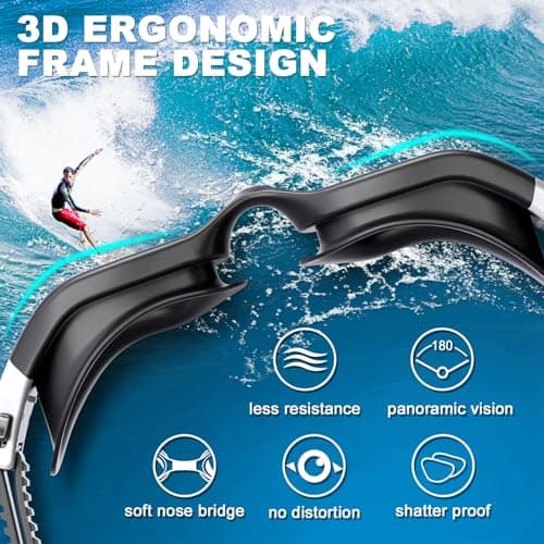 HotSrace Polarisées Lunettes de Natation, Non polarisée claire Lunettes de Plongée Anti buée Anti UV Vision Nette pour Homme Femme Unisex Adultes Adolescents