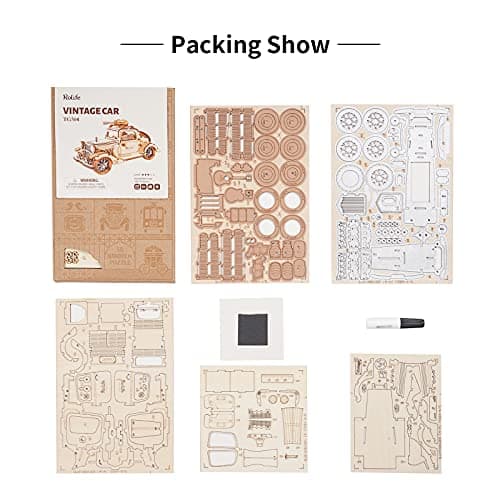 Rolife Voiture de Collection Puzzle 3D Maquette Bois,Modélisme pour Adultes à Construire,Décoration du Bureau de la Maison Idée de Cadeau de Noël TG504