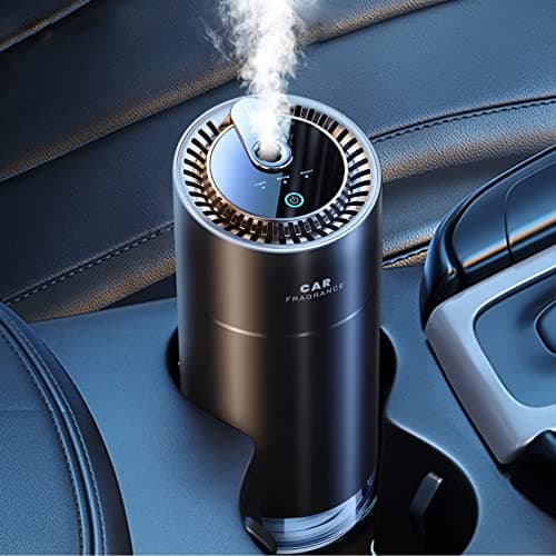 Desodorisant Voiture Ceeniu, F26 Diffuseur de Voiture, Atomiseur à Ultrasons, Concentration Réglable, Marche/Arrêt Automatique, Parfum Naturel Français 45 ML, Durée 6 Mois,Parfum de Vanille Velours