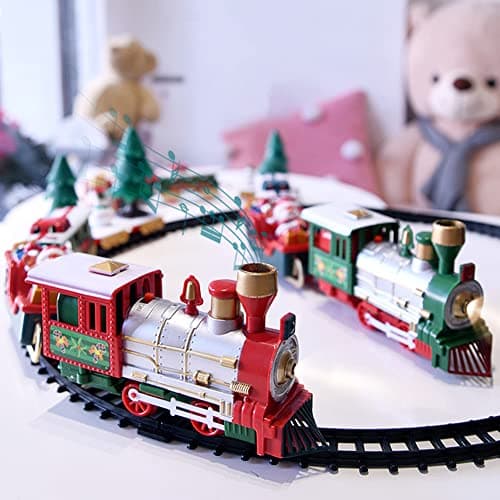 Train électrique de Noël, Jouet de Train de Chemin de Fer Électrique Ensemble de Jeu Alimenté par Batterie Jouet de Train Miniature Léger Et Sonore, Ensemble de Train de Noël Classique pour enfants