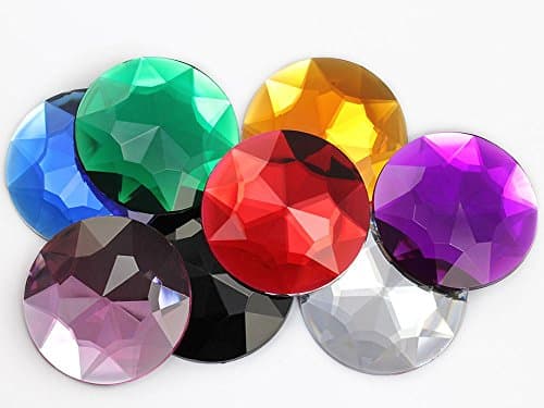 50mm Extra Large Self Adhesive Round Jewels Acrylic Rhinestones Stick on Plastic Gems for Cosplay - 2 Pieces (Crystal AB H702)