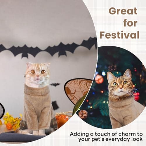 Hjumarayan Vetement Chat, Pull pour Chat Manteau Chat Hiver Pull Chihuahua Pull Polaire Chat Chien, Pull Noel pour Chat Pull Chat Sphynx Petit Chien Yorkshire, Marron M