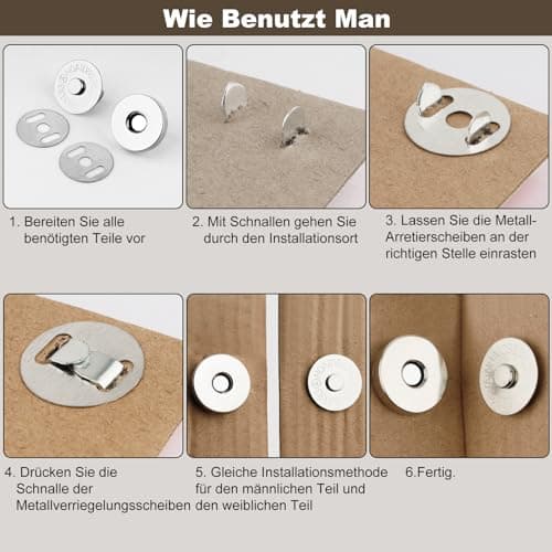 REJOECE 40 Paires Fermoir Magnétique Bouton,18mm Bouton Pression Aimanté,Boutons Magnétiques,Boutons Magnétiques,Circulaire Pression Boutons pour Sac en Tissu, Portefeuille en Cuir,Craft DIY