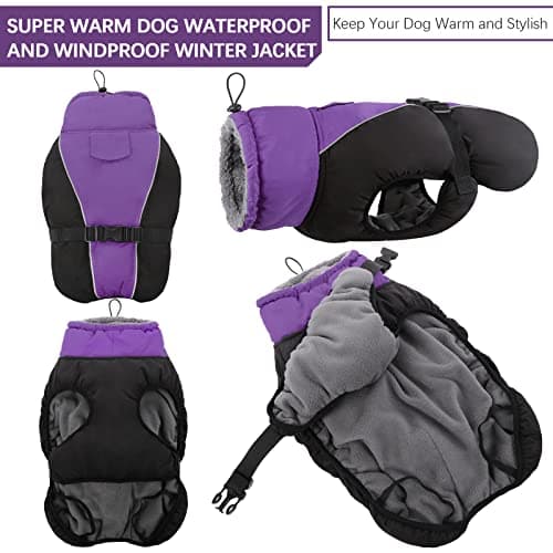 Manteau d'hiver pour Chien, Veste ImperméAble pour Chien, Veste d'hiver Chaude avec Doublure en Polaire, Manteau RéFlecteur Ajustable Et Confortable avec Trou pour Harnais pour Petits Et Moyens Chien