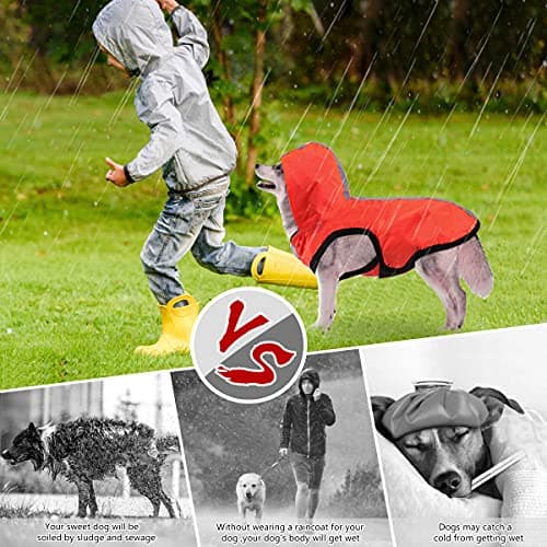 Idepet Imperméable imperméable pour Chien 2 en 1,Combinaison légère pour Animaux de Compagnie Chien à Capuche Poncho de Pluie Respirant à Couverture intégrale pour Petits Chiens de Taille Moyenne