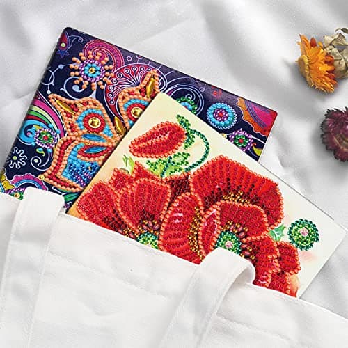 DCIDBEI Carnet de Notes 5D à Faire Soi-même Carnet Croquis A5 Blanko Diamond Painting Fleurs Coquelicots Enfants Avec Strass Carnet Secret Fille Notebook pour Fournitures Scolaires