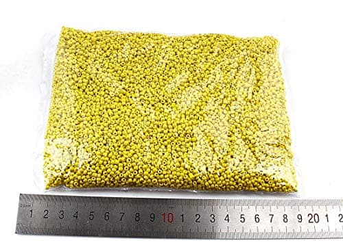 Perlin Lot de 15 000 perles de rocaille en verre opaque jaune de 3 mm - 8/0