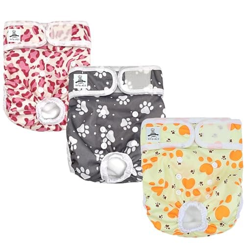 UFO PET Culotte Chiennes Chaleurs S Réutilisables, Couche pour Chien Femelle Lavables (Lot de 3), Culotte très Absorbantes pour Chien avec Fermeture Forte et Flexible