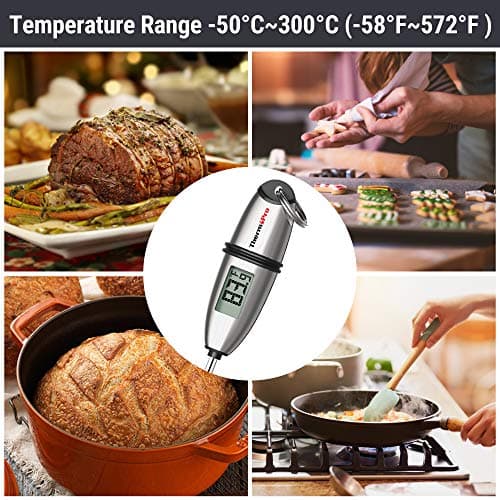 ThermoPro TP02S Thermomètre de Cuisson Numérique 5 Secondes Thermomètre Instantané Thermomètre pour Boissons Chaudes Lait Les Confiseries avec Longue Sonde