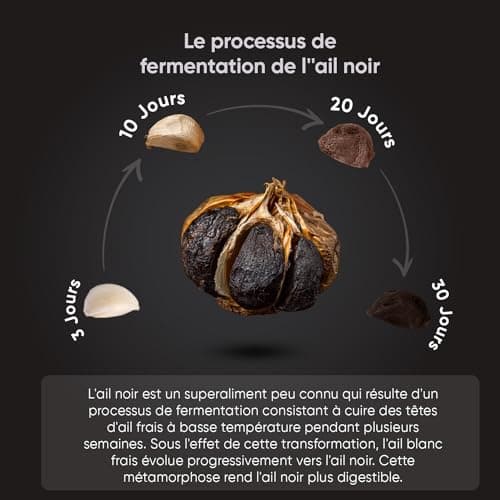 Ail Noir Fermenté 15000mg Extra Fort - 180 Gélules Vegan - S-Allylcystéine Allium Sativum Puissant (20:1) Allicine Inodore & Saveur - Riche En Vitamines & Minéraux - Ail Noir Gélules Garlic Capsules