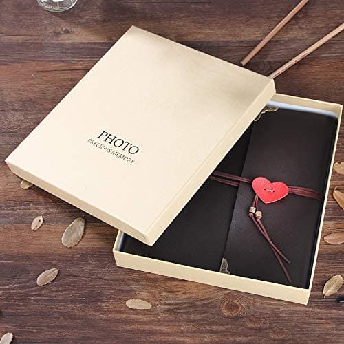 Album Photo en Cuir La Saint Valentin Rétro Album Mariage Livre d'Or Bricolage Vintage Scrapbook Noir Pages Livre Photo pour Noël Anniversaire Fête des Mères Anniversaire Cadeau pour Maman
