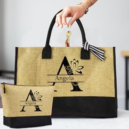 Personnalisé Sac à Main Sac Fourre Tout Grand Sac à Provisions Nom Naissance Fleurs Sac à Bandoulière Avec Fermeture éclair Cadeaux Pour Mère Noël Anniversaire Fête Des Mères (style 5)
