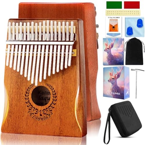 Kalimba 17 Clés Pouce - Piano à Doigts Portable Mbira Sanza Instrument Marimbas de Musique Professionnel avec Étui de Protection Instruction D'étude Marteau D'accord Cadeau Pour Enfants Adultes