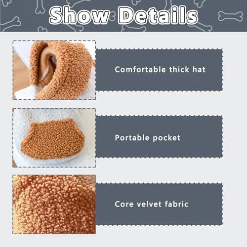 Galatée Manteau d'hiver pour Petit Chien pour Chiot, Vêtements Mignons pour Animaux De Compagnie, Manteau Chaud d'hiver, Veste Chaude pour Chiot pour l'hiver Froid, Sweat-Shirts à Capuche(S, Marron)