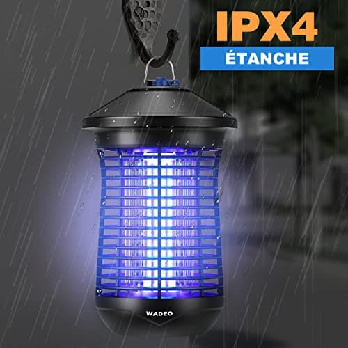 Lampe Anti Moustique avec Capteur de Lumière, WADEO 4000V 20W UV Tueur d'Insectes Électrique Anti Insectes Répulsif, Efficace Portée 100m2 pour Intérieur Extérieur Jardin Terrasse Camping