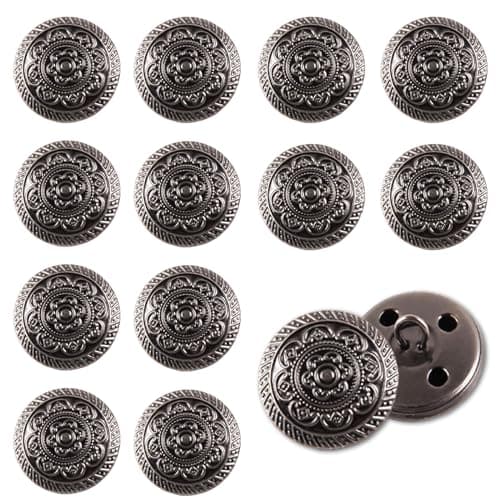 MytaYt 12 Pièces 23MM Métal Boutons Mercerie Metal Retro Boutons Ronds Boutons Manteau Bouton Noir Couture Boutons pour Les Hommes Femmes Blazer, Uniforme, Chemise, Veste, Bricolage Artisanat